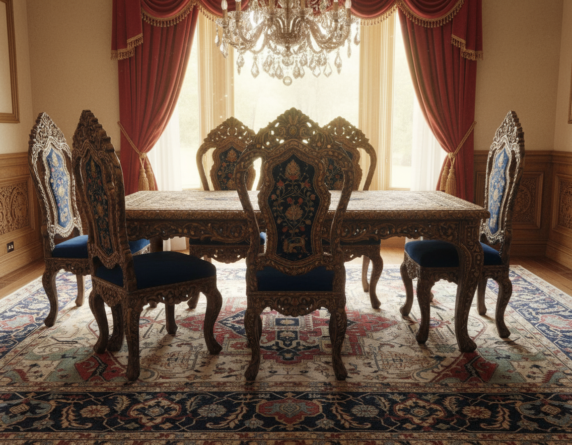 Magnificent Hand-Knotted Persian Inspired Heriz Mugal Medallion Carpet with Traditional Floral and Geometric Motifs in Red, Navy, and Ivory