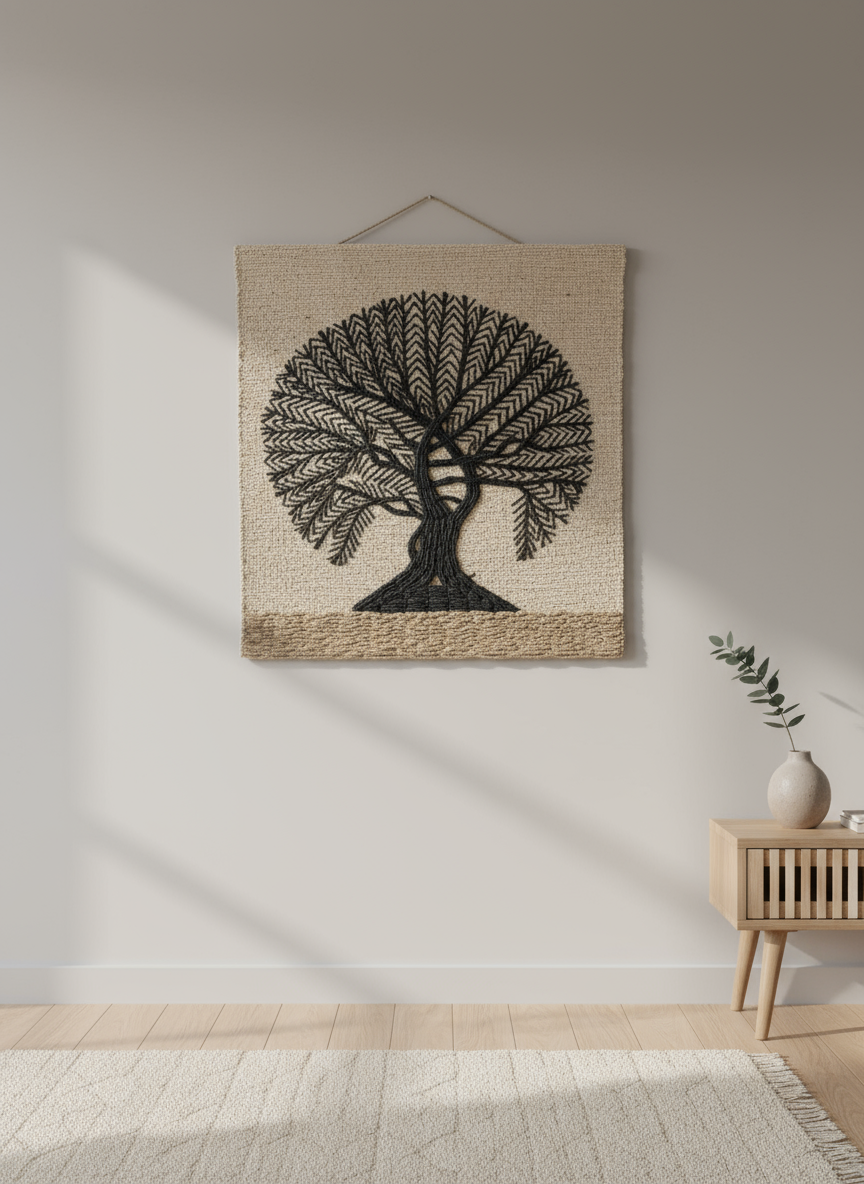 Handwoven Tree of Life Wall Hanging - Artisan Crafted Textile Art